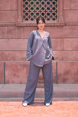 Wrap Top and Wide-Leg Pants Co-ord with Side Slits