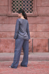 Wrap Top and Wide-Leg Pants Co-ord with Side Slits