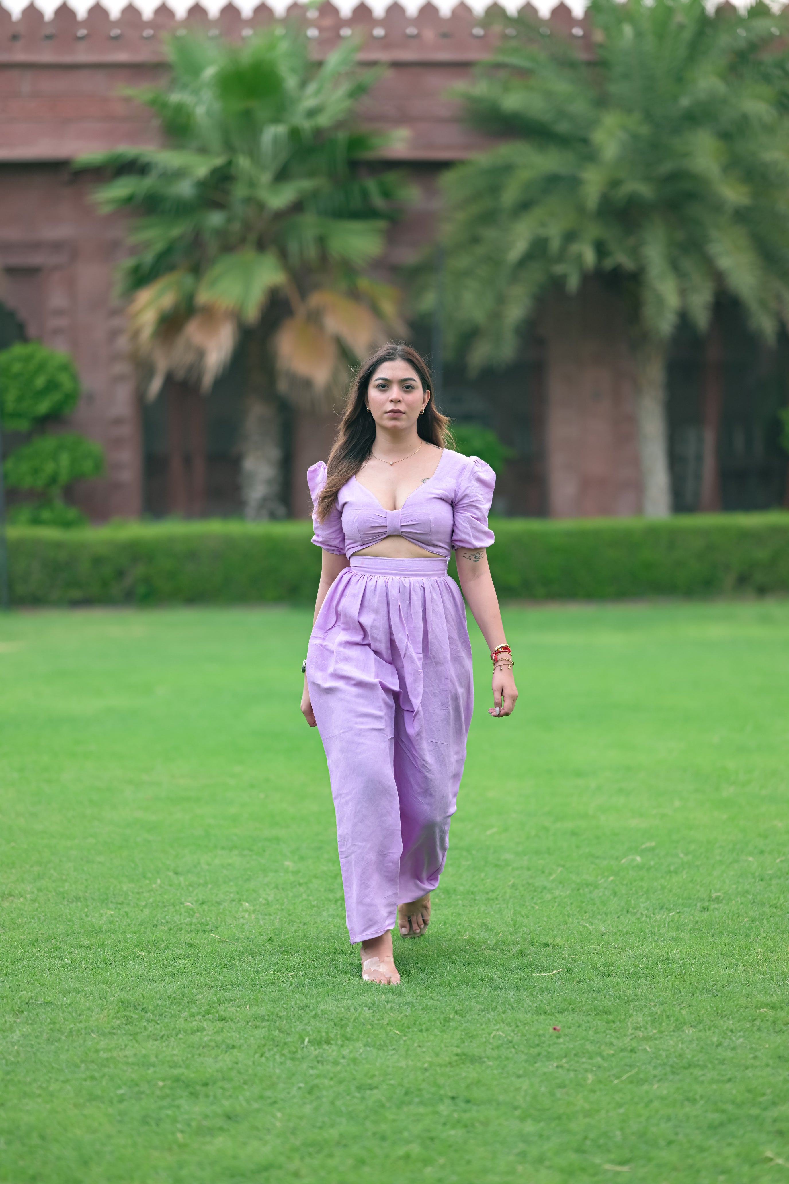 High-Waisted Puff Sleeve Midi set