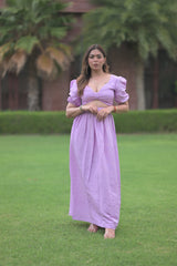 High-Waisted Puff Sleeve Midi set