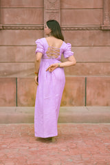 High-Waisted Puff Sleeve Midi set