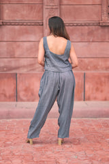 Laced Bodice and Wide-Leg Pants Set