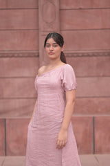 Radiant Asymmetrical Puff-Sleeve Dress