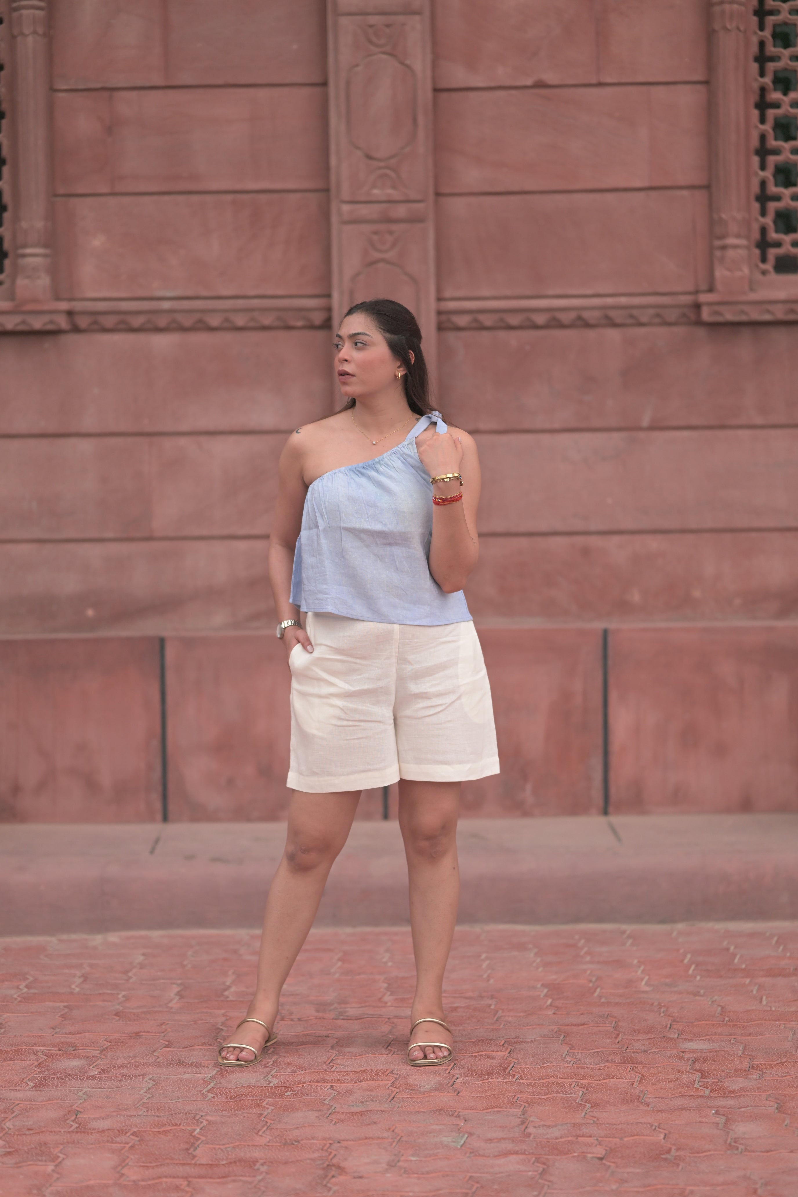 One-Shoulder Crop Top Chic Shorts