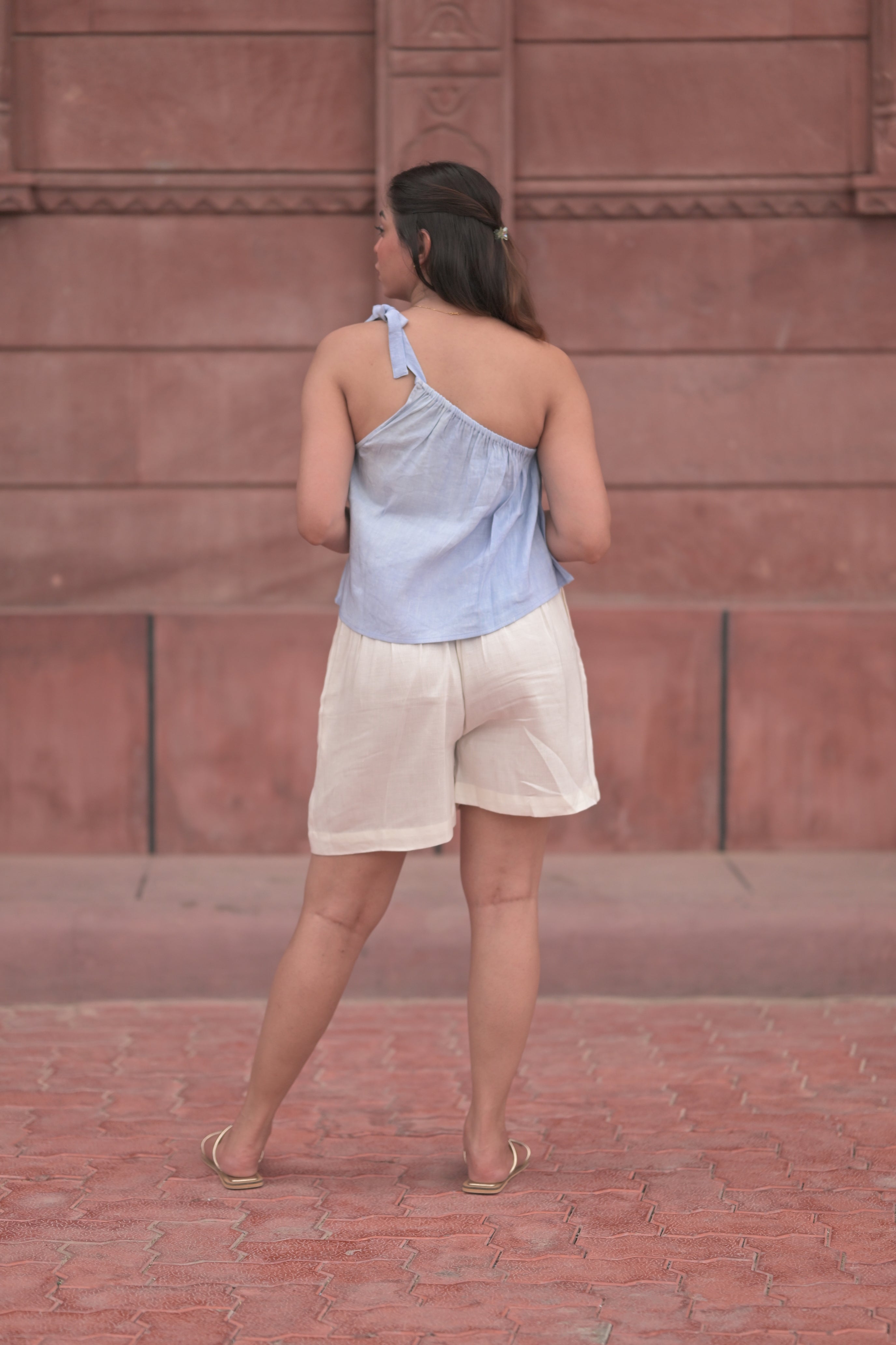 One-Shoulder Crop Top Chic Shorts