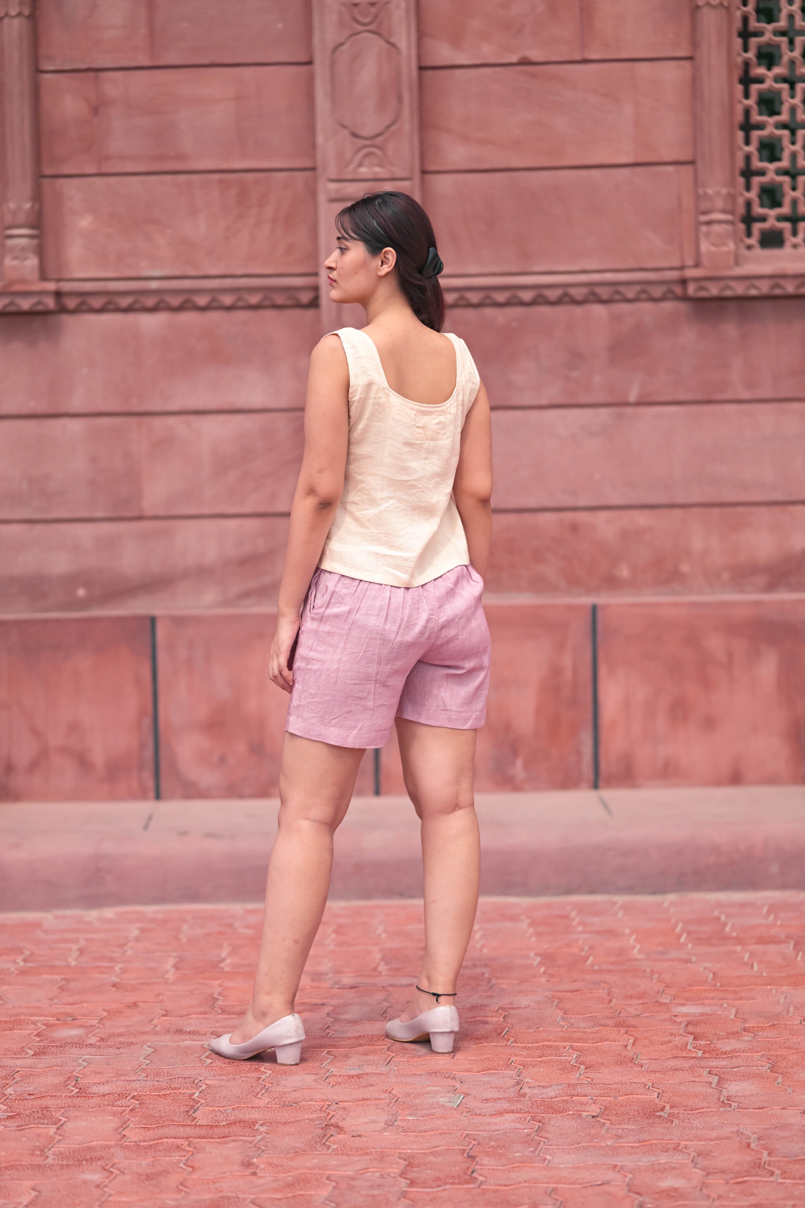 Linen Top and Tailored Shorts
