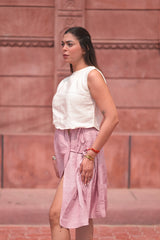 Pleated Linen Wrap Skirt