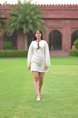 Linen Mini Dress with Bows