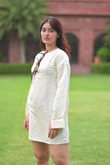 Linen Mini Dress with Bows