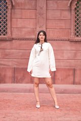Linen Mini Dress with Bows