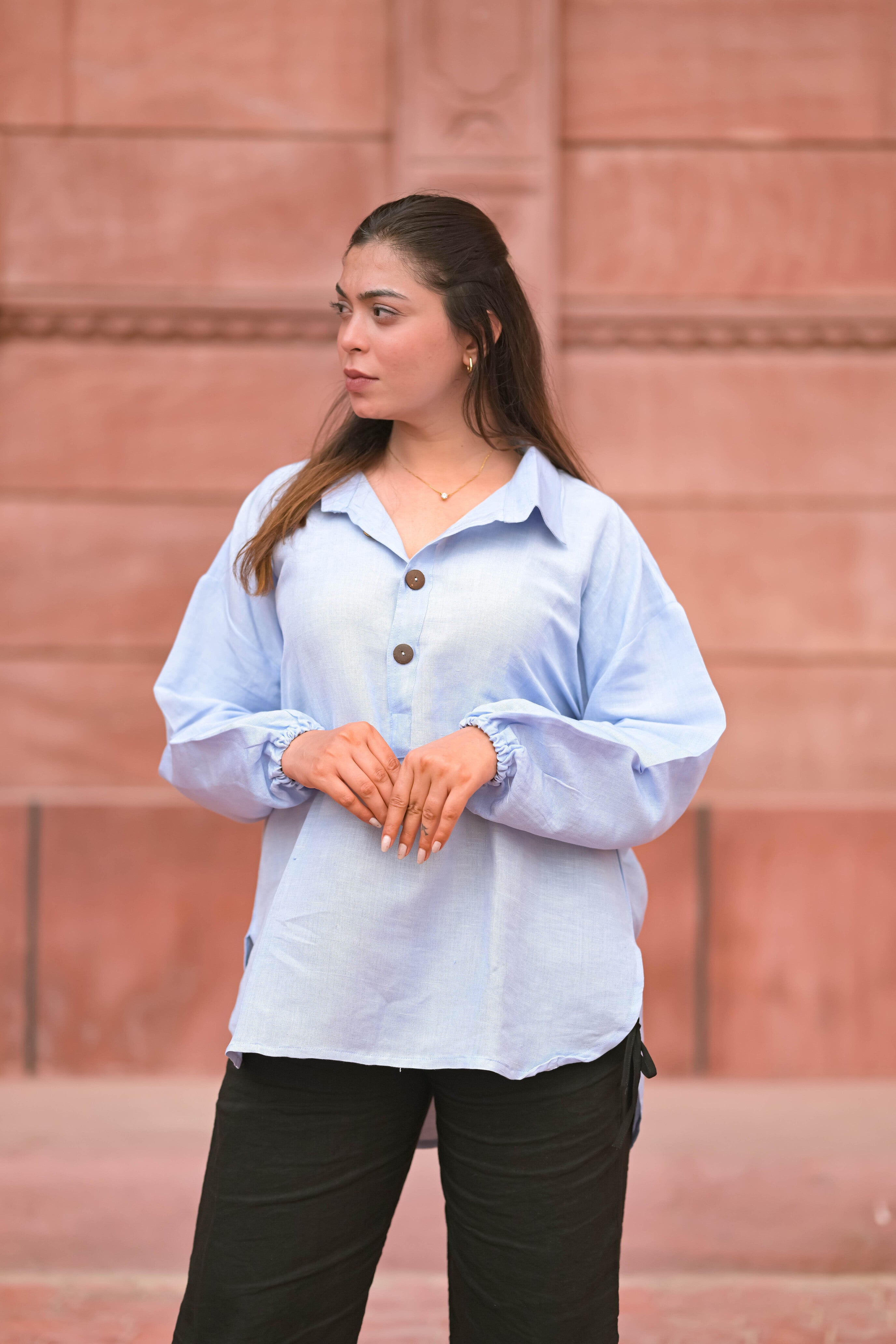 Shirt with Puffed Sleeves