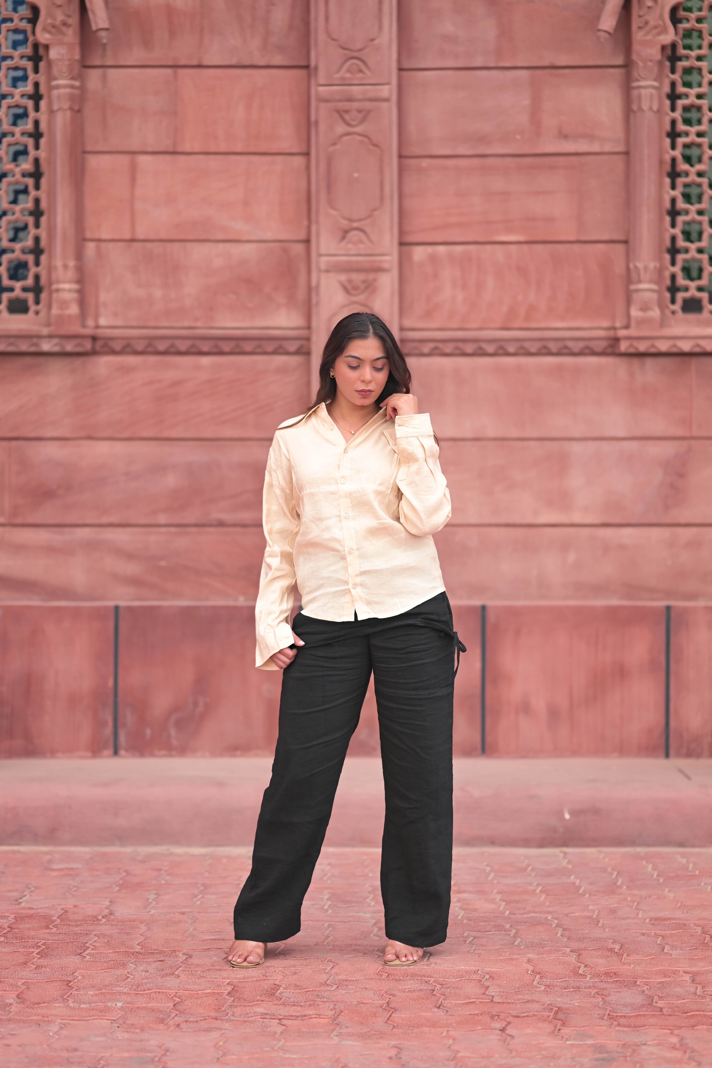 Plan shirt with long sleeve